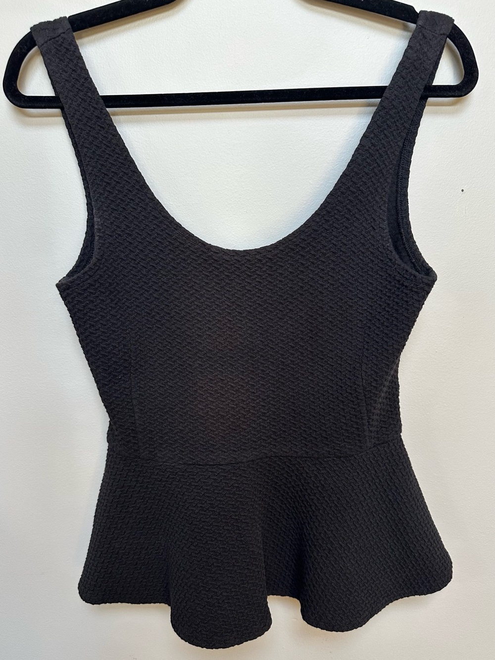 GANNI Sz S Black Textured Peplum Tank Top Revolve $298